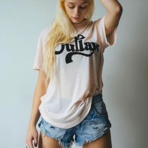Wildfox Outlaw Short Sleeve Tee in Pale Pink Size Medium